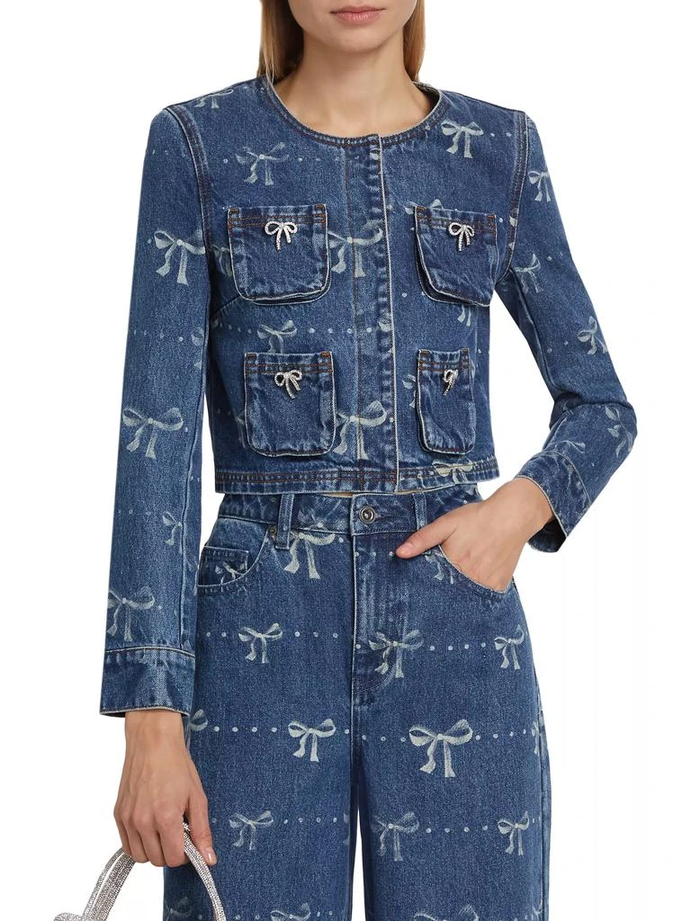 Self Portrait Bow Print Denim Jacket 3