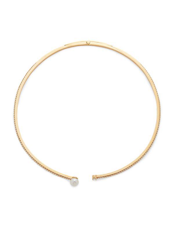 Hueb Spectrum 18K Yellow Gold, 8MM Pearl & Diamond Choker Necklace