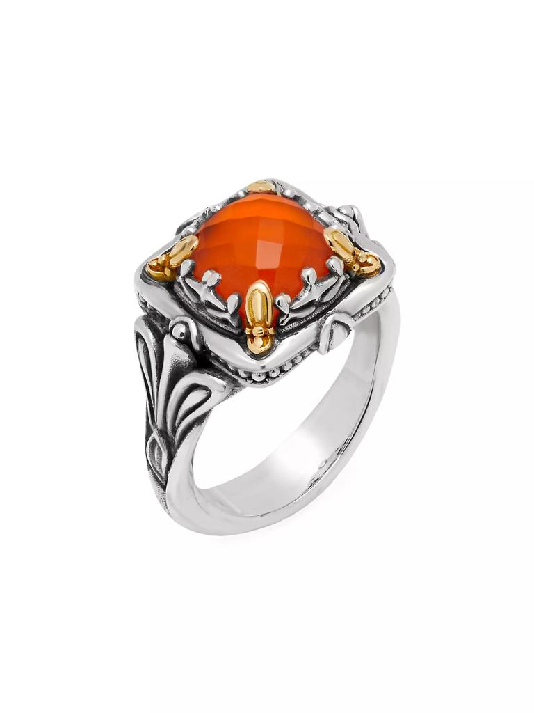 Konstantino Scion Sterling Silver, 18K Yellow Gold & Carnelian Doublet Ring