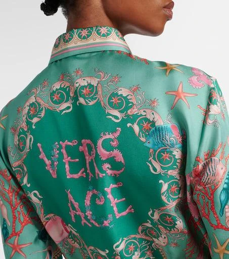 Versace Underwater Barocco silk twill shirt dress 6