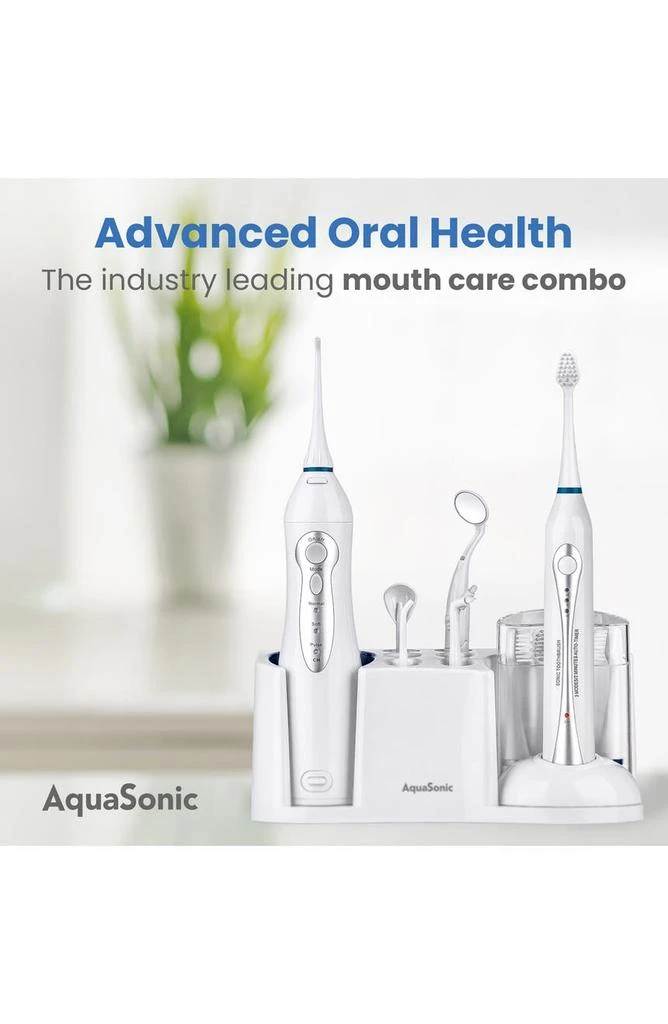 AquaSonic Home Dental Center Ultra Sonic Rechargeable Electric Toothbrush & Smart Water Flosser 9