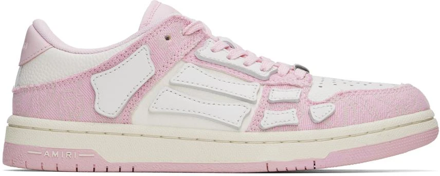 AMIRI Pink & White Bandana Denim Skel Top Low Sneakers 1