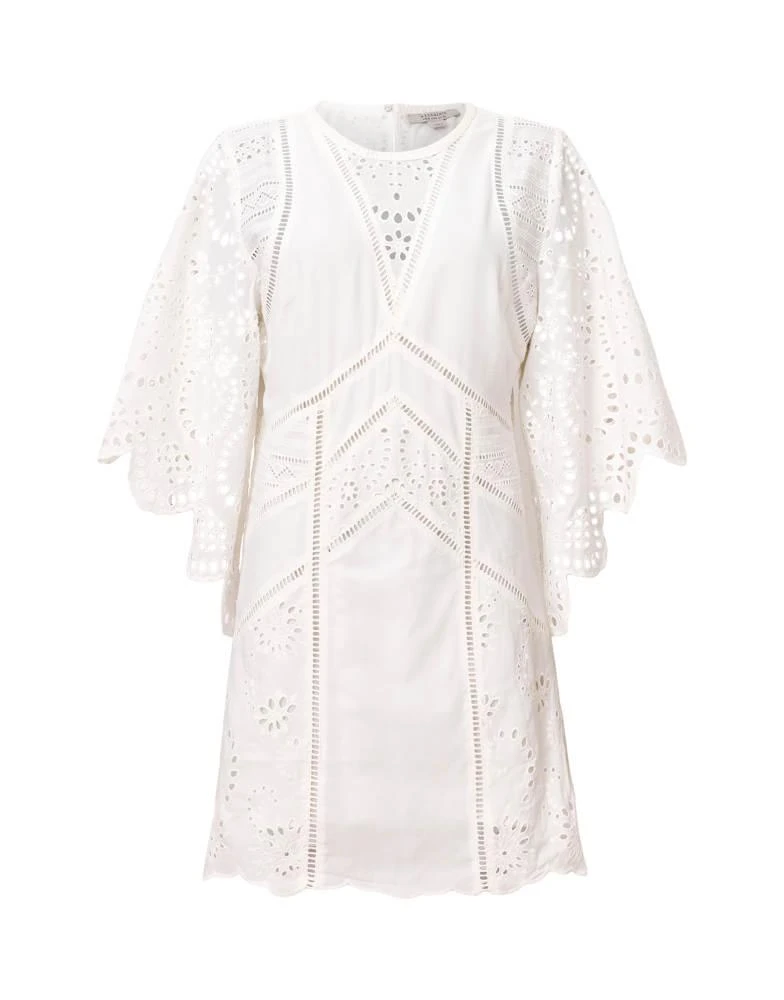 navy and white lace dress Mia Button Front Lace Trim Dress – RubyClaire Boutique main image 1