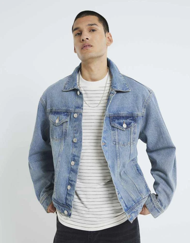 River Island River Island Regular fit denim jacket in blue 4