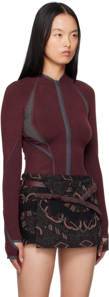 Hyein Seo Burgundy Slashed Jacket 2