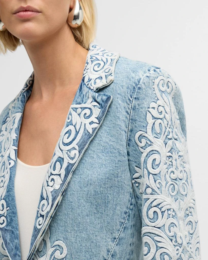 Alice + Olivia Macey Embroidered Denim Blazer 6