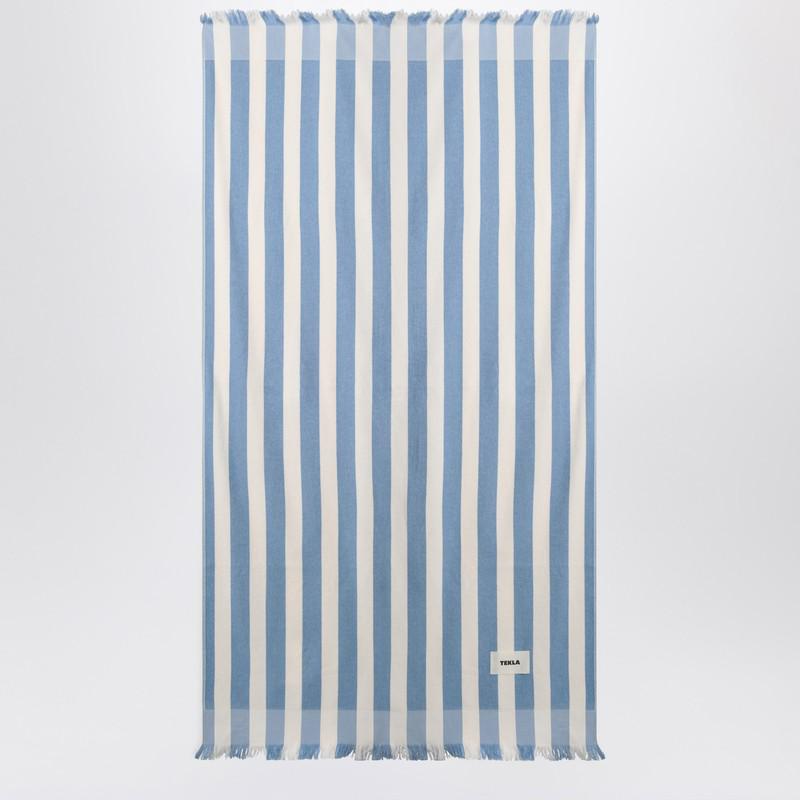 Tekla Tekla White And Blue Striped Beach Towel