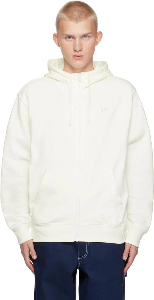 NIKE White Sportswear Club Fleece Hoodie 1