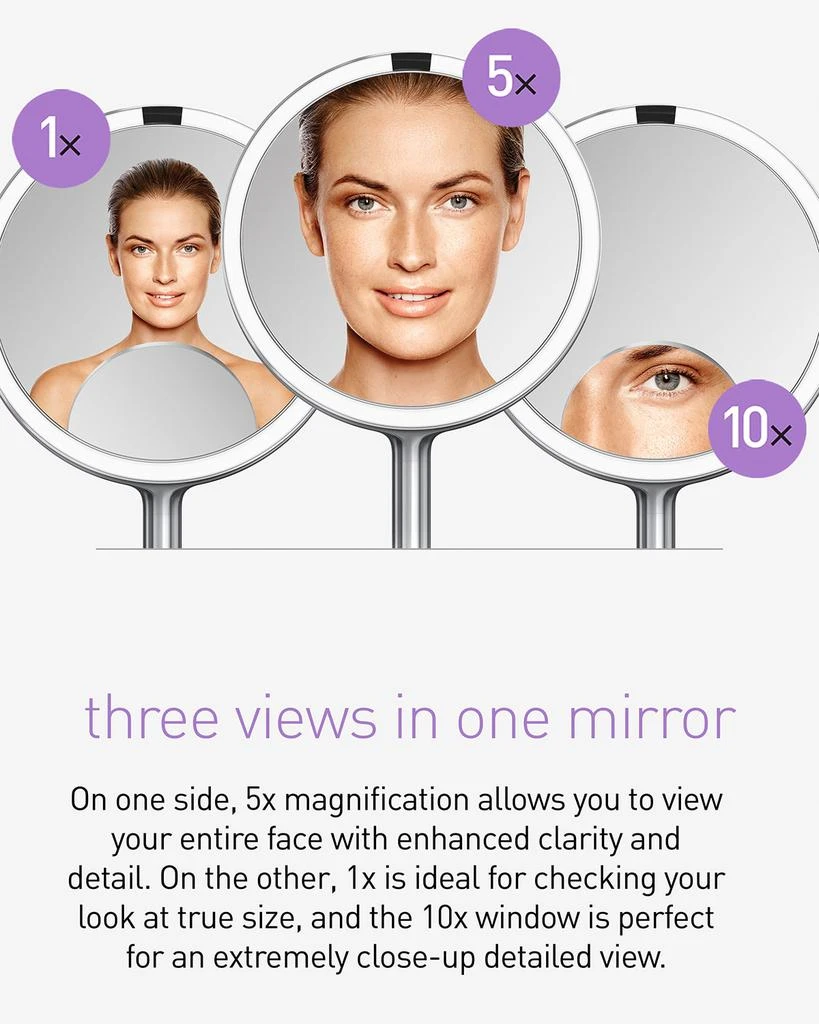 simplehuman Trio Max Sensor Makeup Mirror, Brushed 4