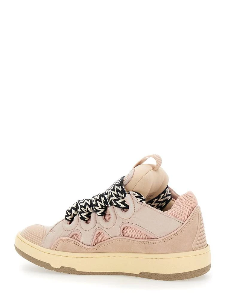 Lanvin 'Curb' Pink Sneakers With White And Black Laces In Leather Pink Unisex 3