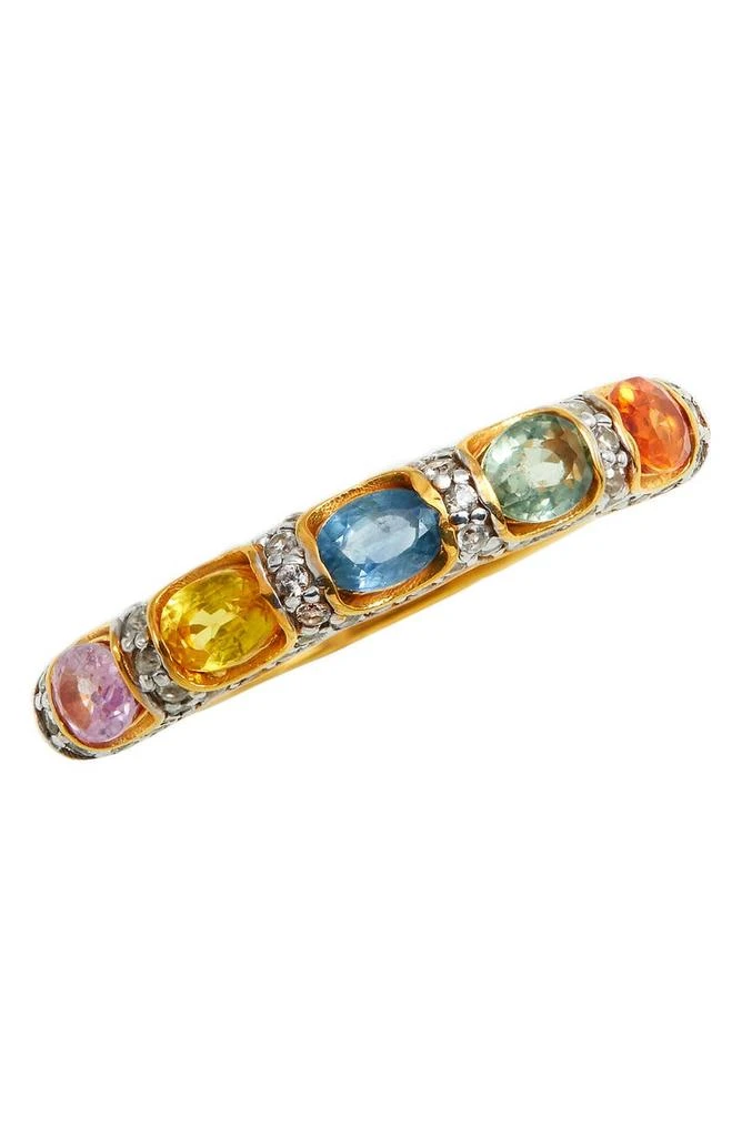 Savvy Cie Jewels Yellow Gold Vermeil Multicolor Sapphire Ring - Size 7
