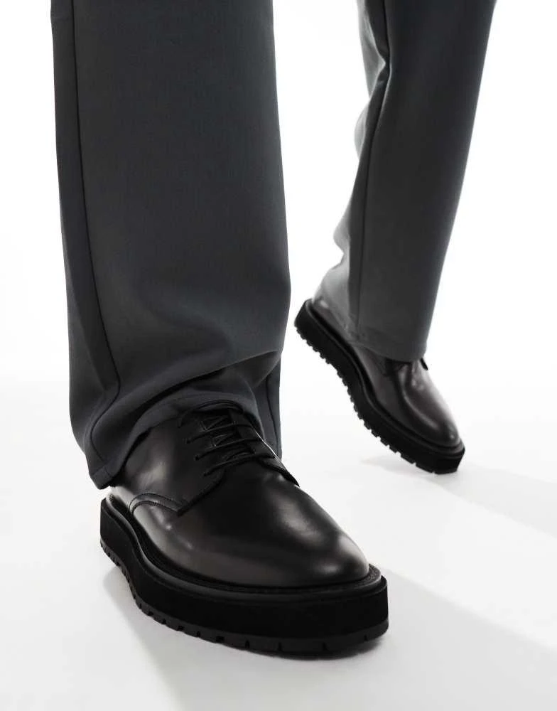 WALK LONDON Walk London Ace Derby in black smooth leather 1