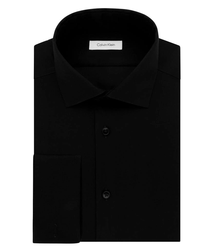 Calvin Klein Dress Shirt Slim Fit Non Iron Herringbone French Cuff 1