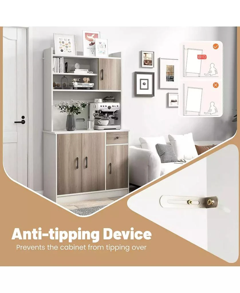 Costway 4-Door 71

 Kitchen Buffet Pantry Storage Cabinet w/Hutch Adjustable Shelf 9