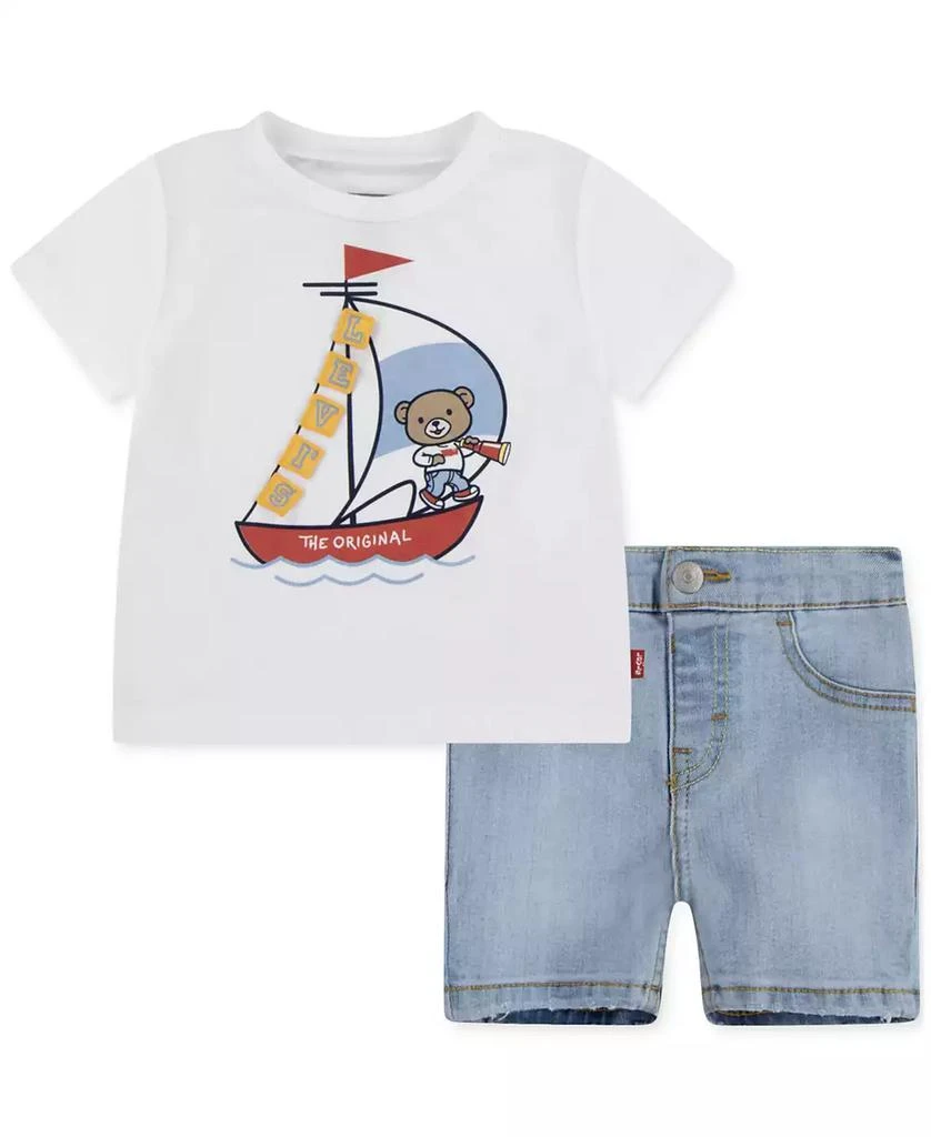 Levi's Levi’s® Baby 2-Pc. Sailing T-Shirt & Denim Shorts Set 1