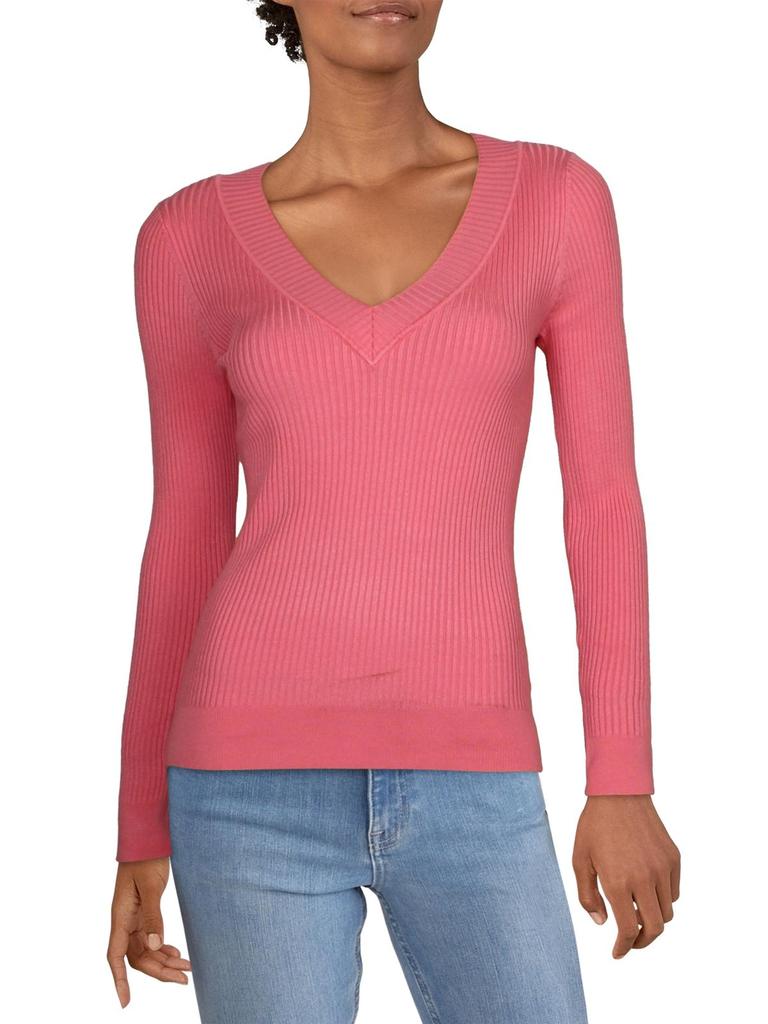 525 America Womens Ribbed Pull Over V-Neck Sweater