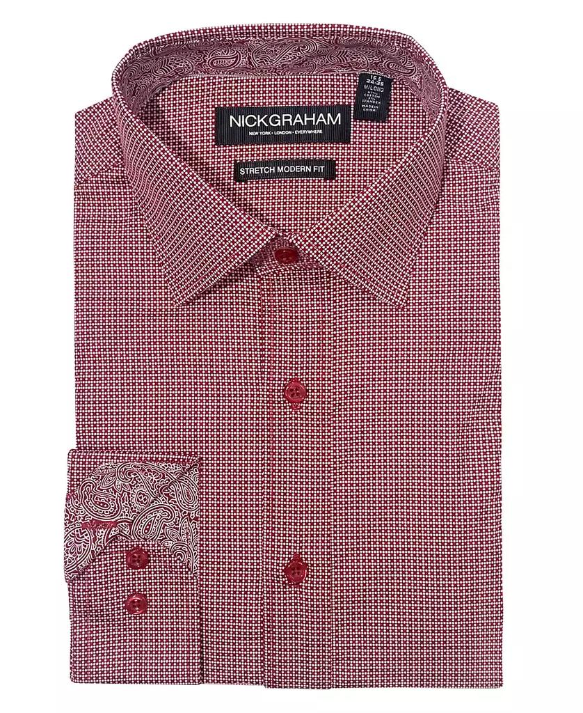 Nick Graham Men's Modern Fit Zig Zag Non-solid Dress Shirt