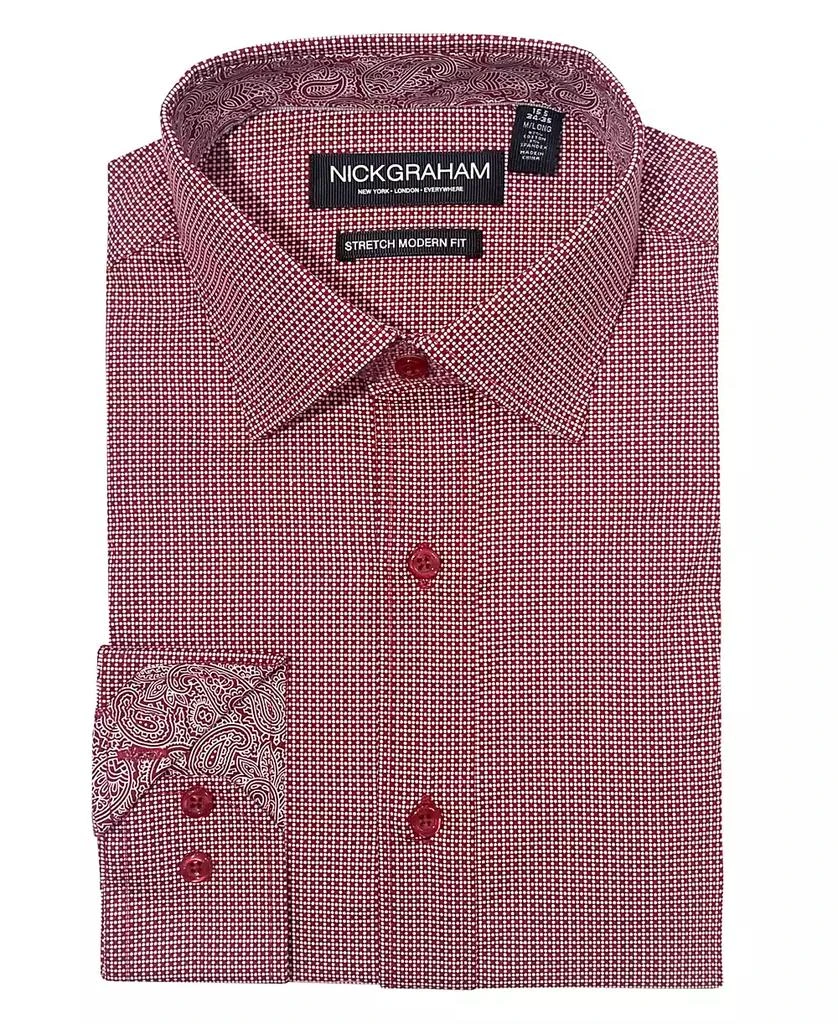 Nick Graham Men's Modern Fit Zig Zag Non-solid Dress Shirt 1