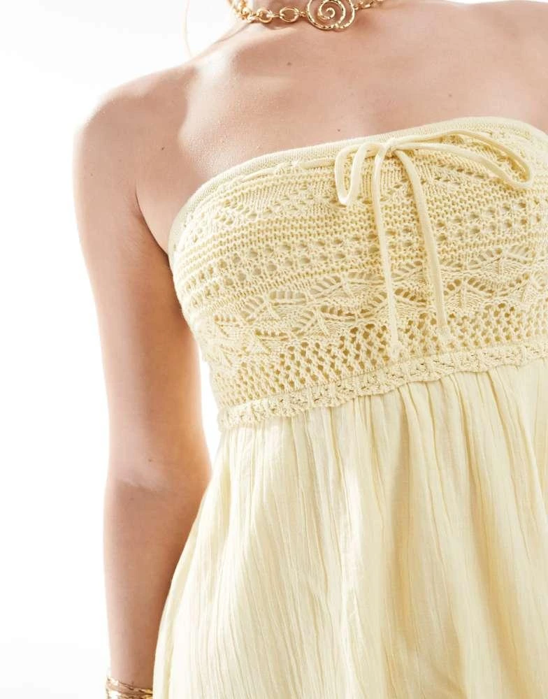 HOLLISTER Hollister crochet bandeau mini dress in yellow 3