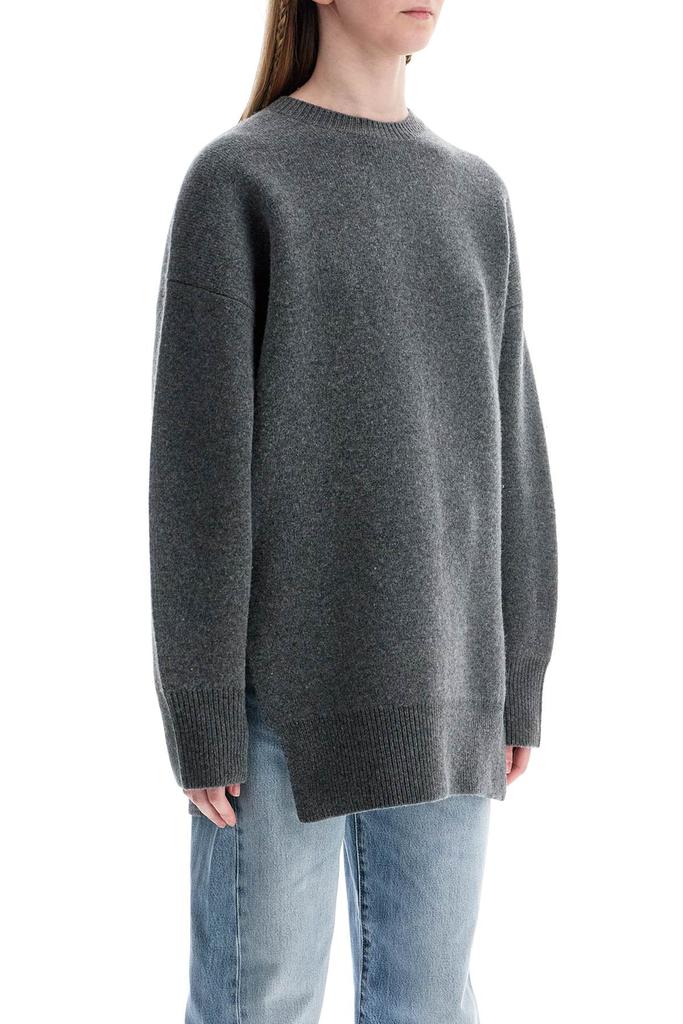 Totême gray melange wool and cashmere sweater with wide neck