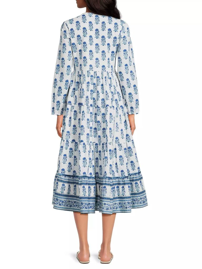 Ro's Garden Daphne Floral Cotton Tiered Midi-Dress 5