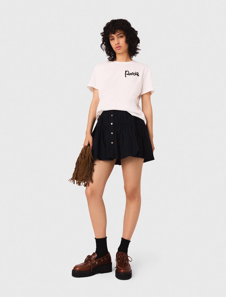 Maje Maje Woman's cotton T-shirt with embroidered Paris logo for Fall/Winter