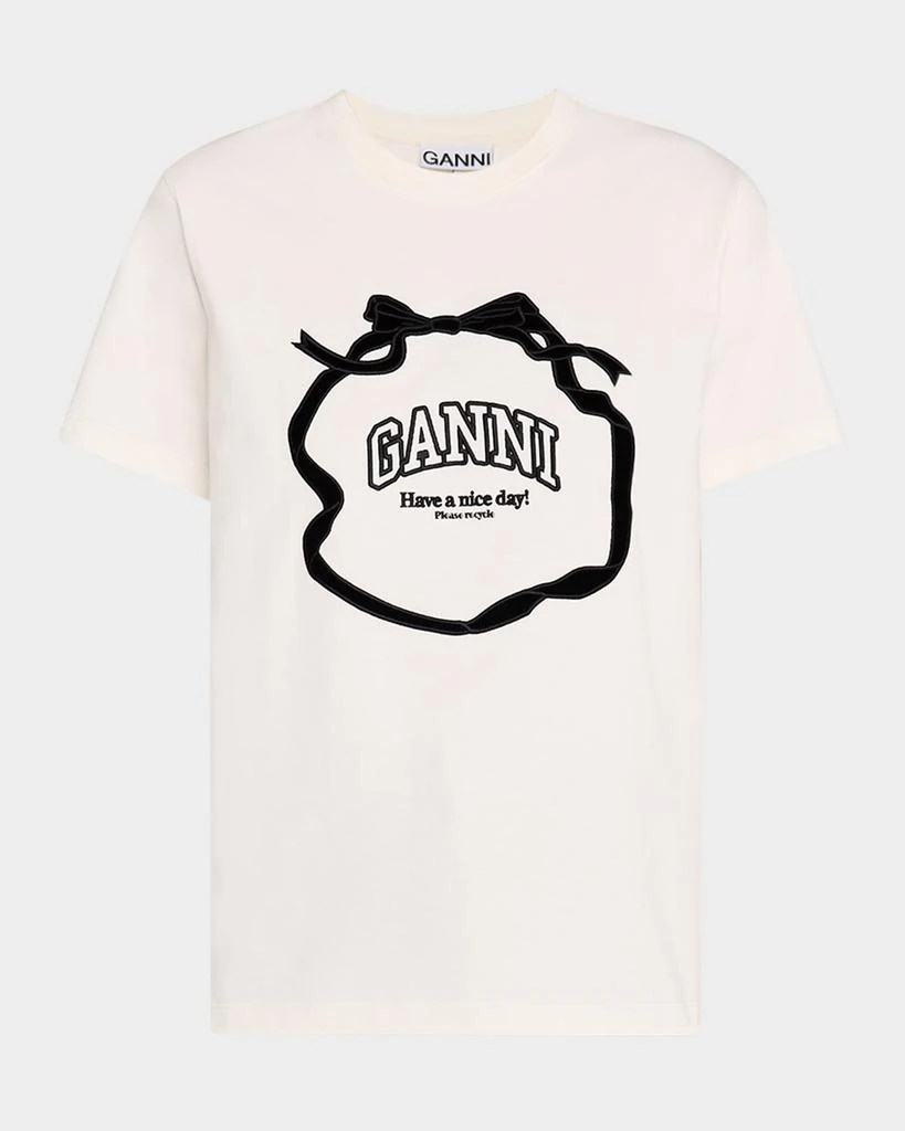 Ganni Heavy Cotton Relaxed Bow T-Shirt 1