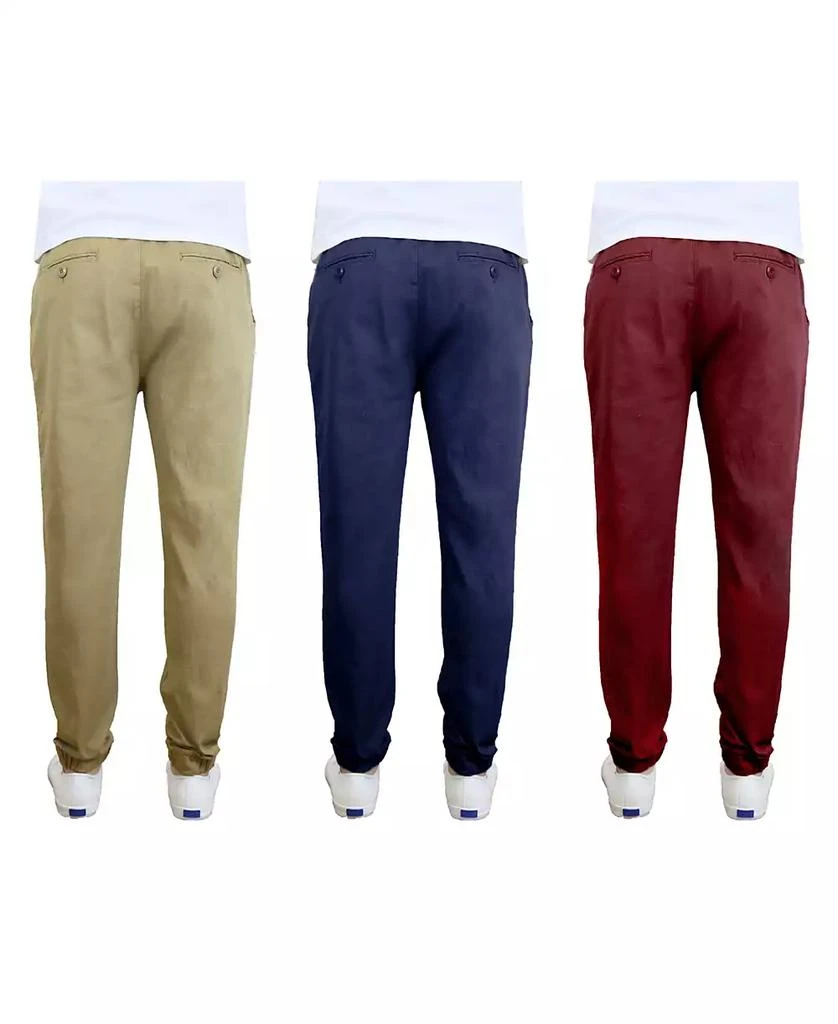 Galaxy By Harvic Men's Slim Fit Basic Stretch Twill Joggers, Pack of 3 2