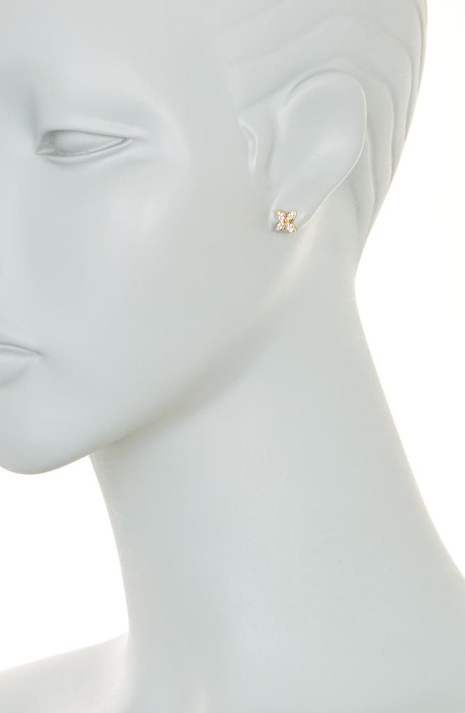 SAVVY CIE JEWELS 18K Gold Plated Sterling Silver Pavé Crystal Floral Stud Earrings