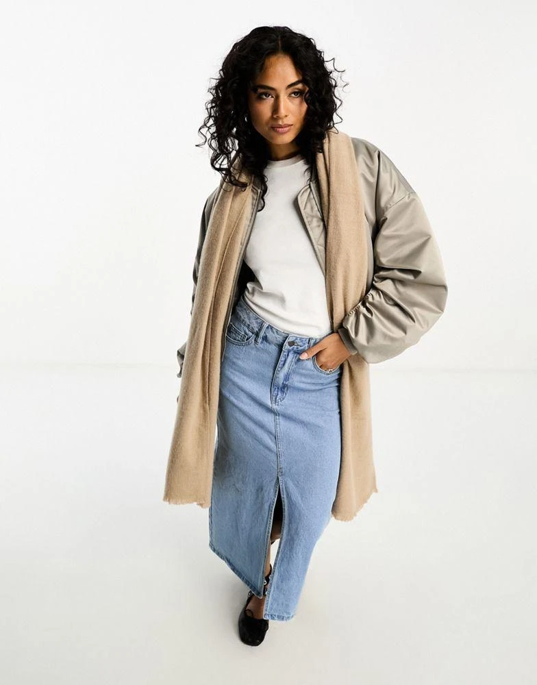 ASOS ASOS DESIGN scarf with raw edge in stone 4