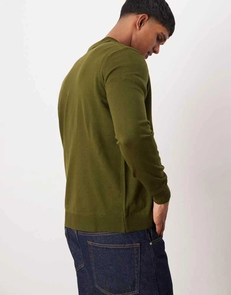 ASOS ASOS DESIGN co-ord knitted button through polo in khaki 3
