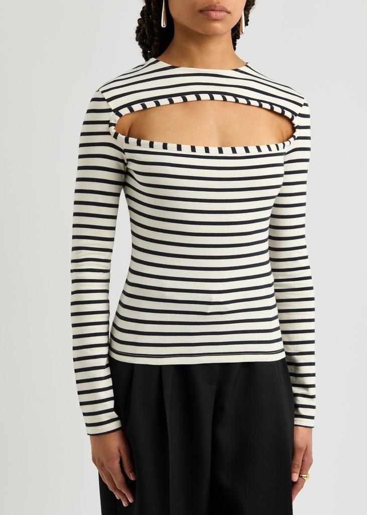 A.W.A.K.E MODE Striped cut-out cotton top