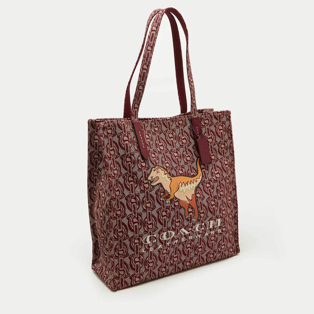 Coach Coach Burgundy/Beige Canvas Rexy Dinosaur Print Shopper Tote 3