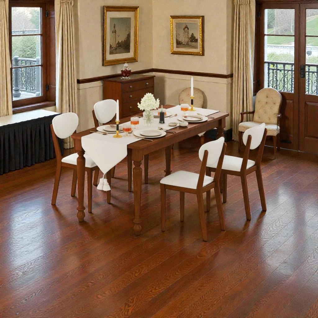 Hivvago Four-Piece Sherpa Dining Chair Set Featuring Durable Rubber Wood Bases