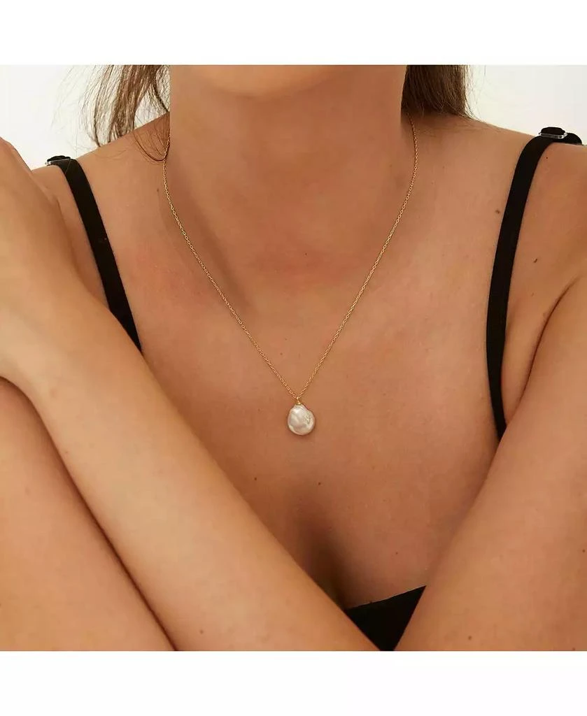 Spero London Baroque Flat Pearl Pendant Necklace Sterling Silver 4