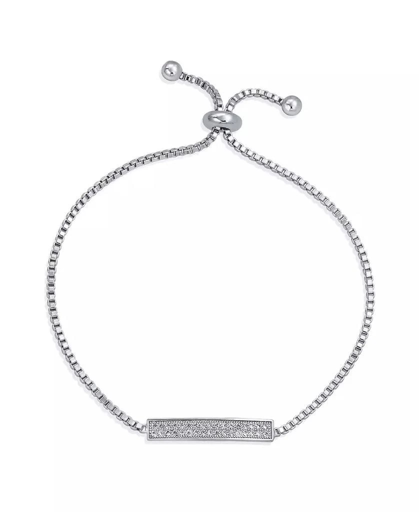 Bling Jewelry Elegant Cubic Zirconia Pave CZ Bar Bolo Bracelet Adjustable Sliding Clasp Bracelet