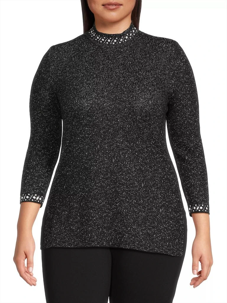 Ming Wang Embellished Mock Turtleneck Tunic Top 3