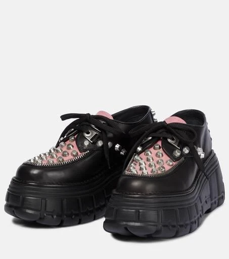 Miu Miu Embellished leather platform Derby shoes 5