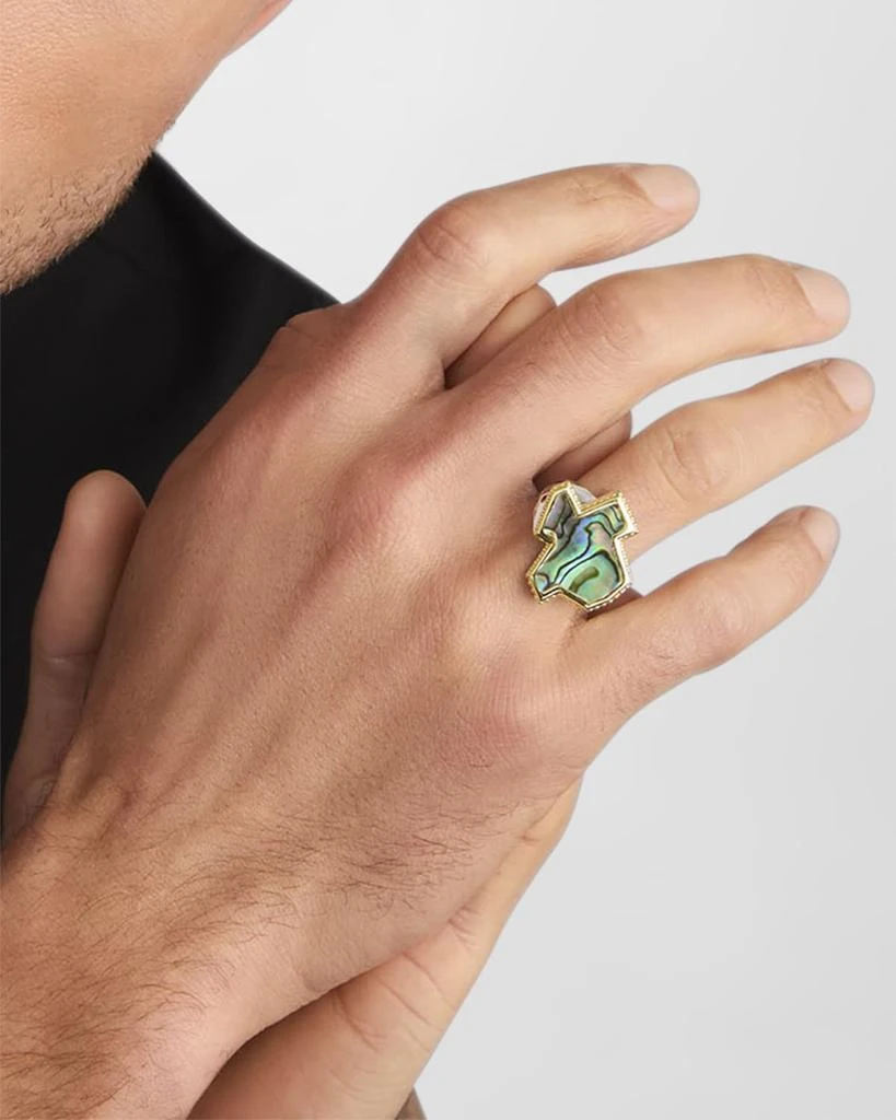 LAGOS Men
s Sterling Silver and 18K Anthem Texas Abalone Ring, 21x23mm 2