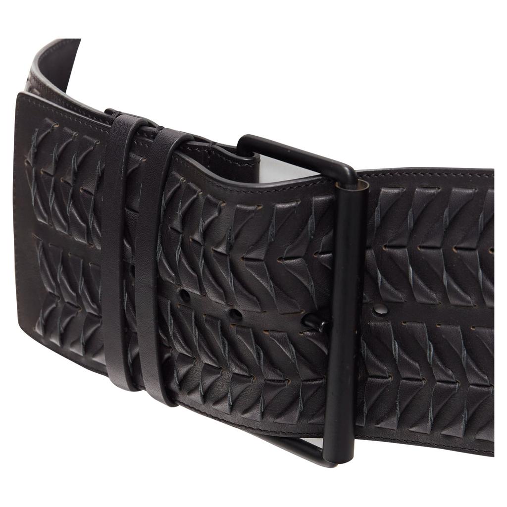 haider ackermann leather woven wide buckle oversized belt