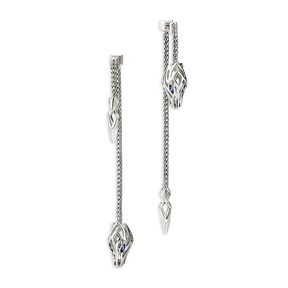 John Hardy Sterling Silver Naga Blue Sapphire Dragon Drop Earrings 1