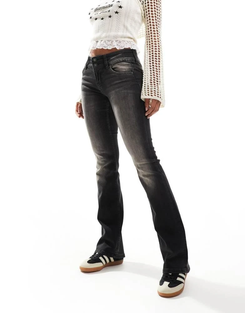 Bershka Bershka low rise bootcut jeans in washed dirty black 1