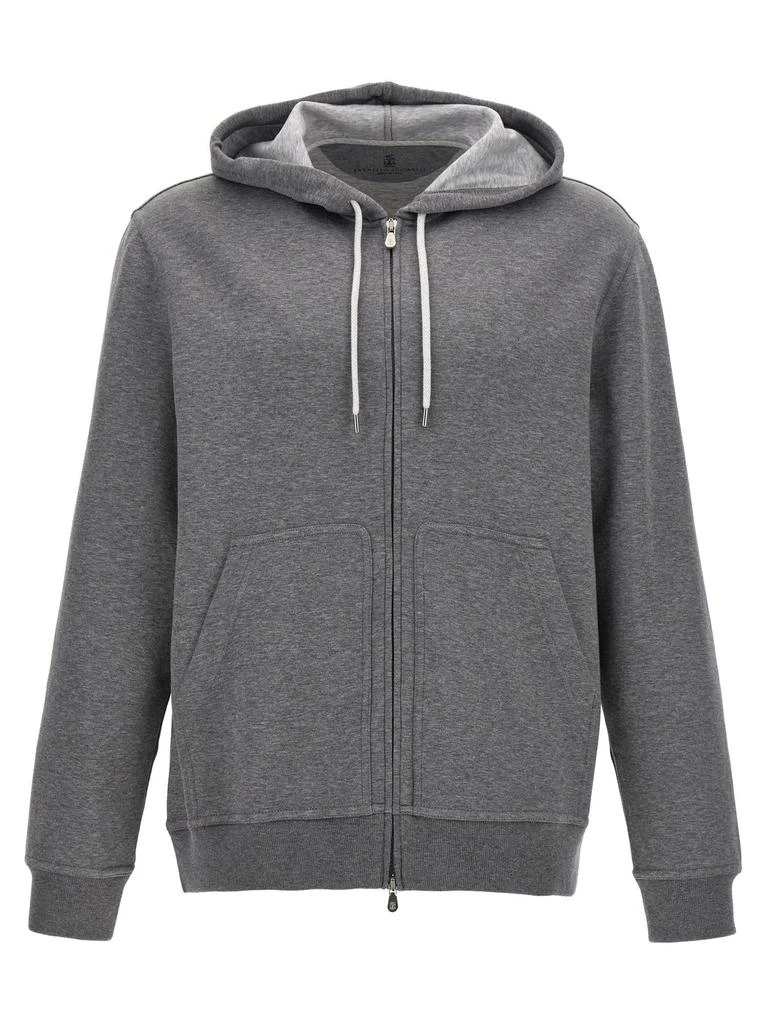 Brunello Cucinelli Brunello Cucinelli Zip-Up Drawstring Hoodie 1
