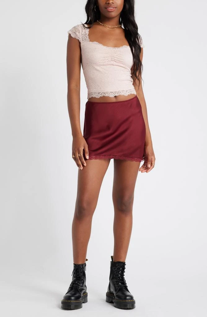 BP. Lace Trim Satin Miniskirt 2