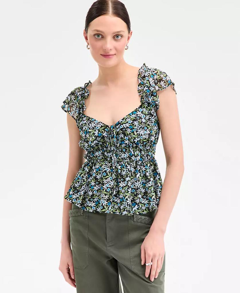 On 34th Women's Floral Flutter-Sleeve Tie Tank, Exclusively at Macy's