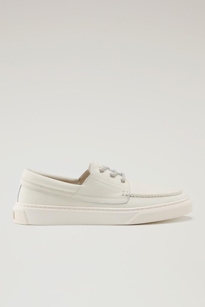 WO-FOOTWEAR Tumbled Leather Boat Shoes - Men - White