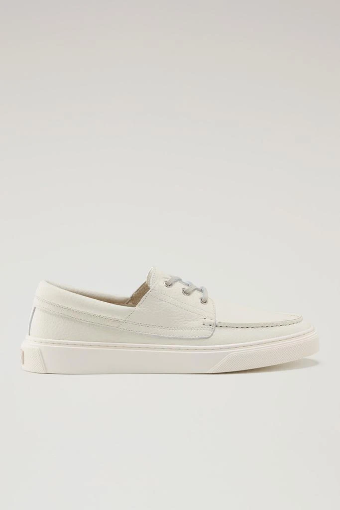 WO-FOOTWEAR Tumbled Leather Boat Shoes - Men - White 1