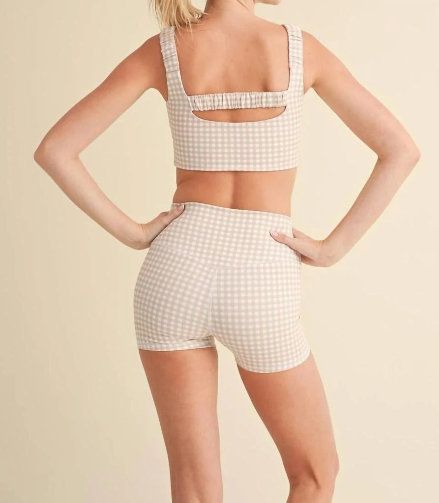 Kimberly C Kimberly C - Gingham Print Ruched Bra Top And Shorts Set 3