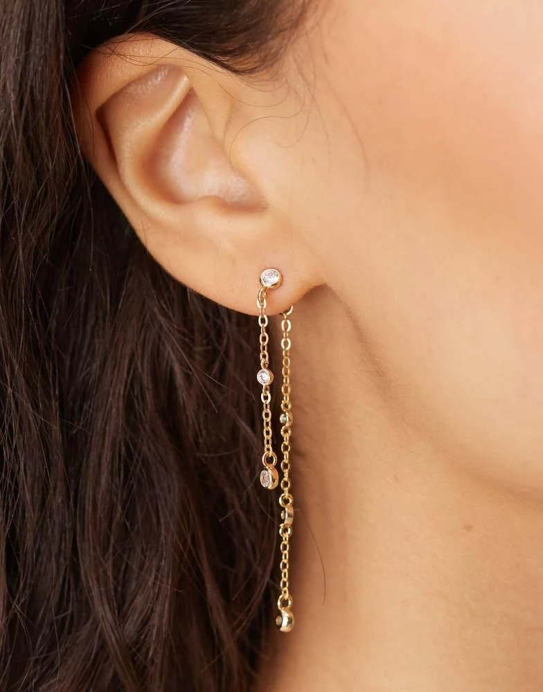 Accessorize Accessorize Z sparkle chain drop earrings in 14k gold plated 3