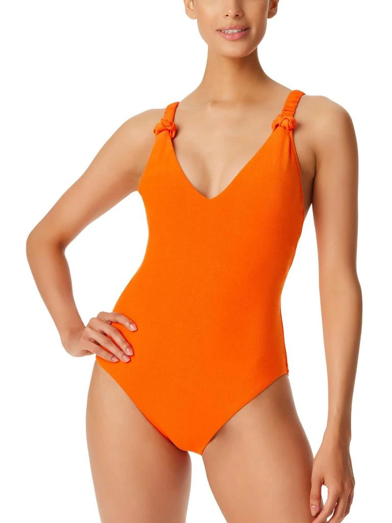 Sanctuary Womens Solid High-Leg One-Piece Swimsuit 1